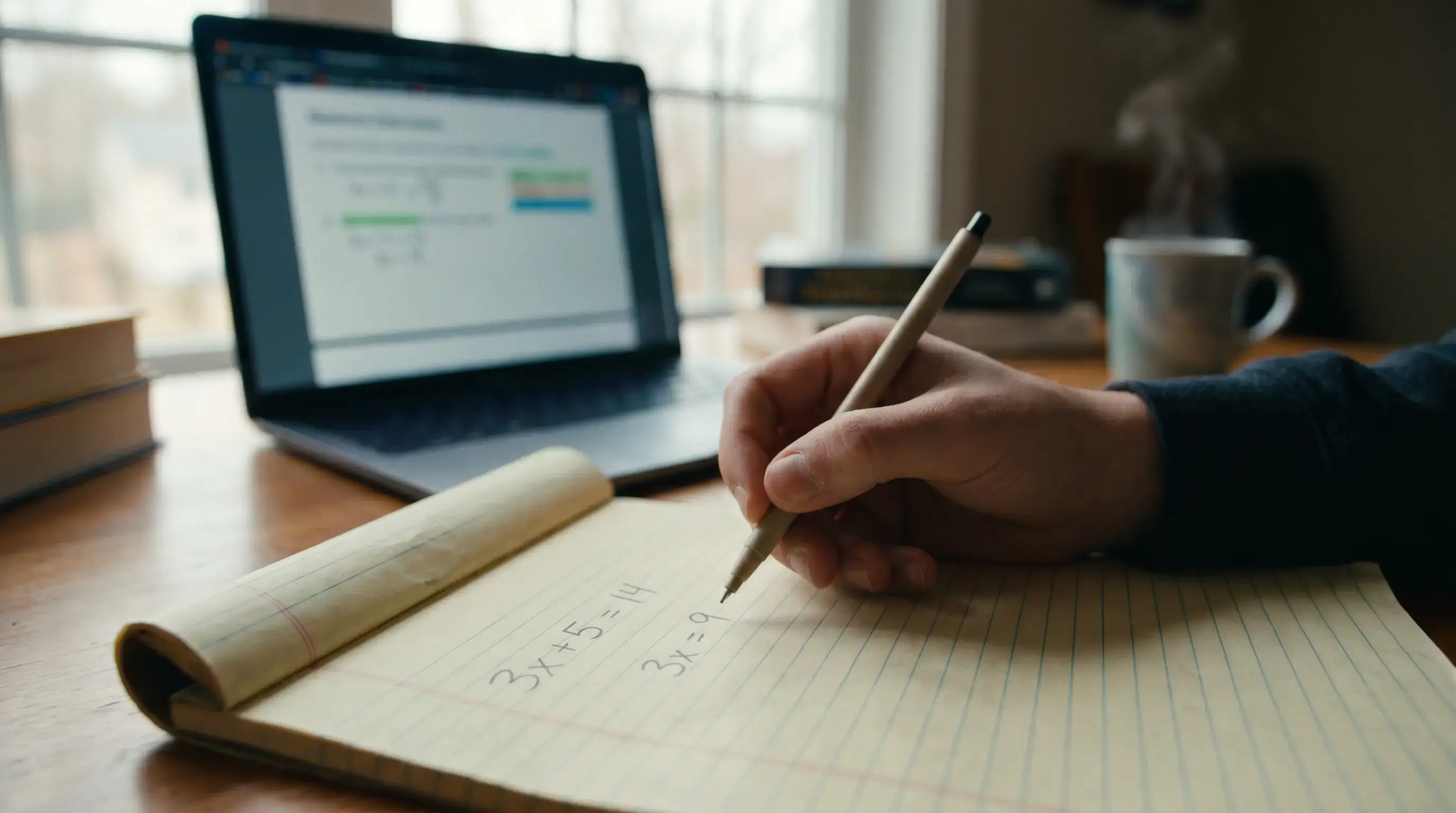 Worked Asian handicap examples written out by hand on paper