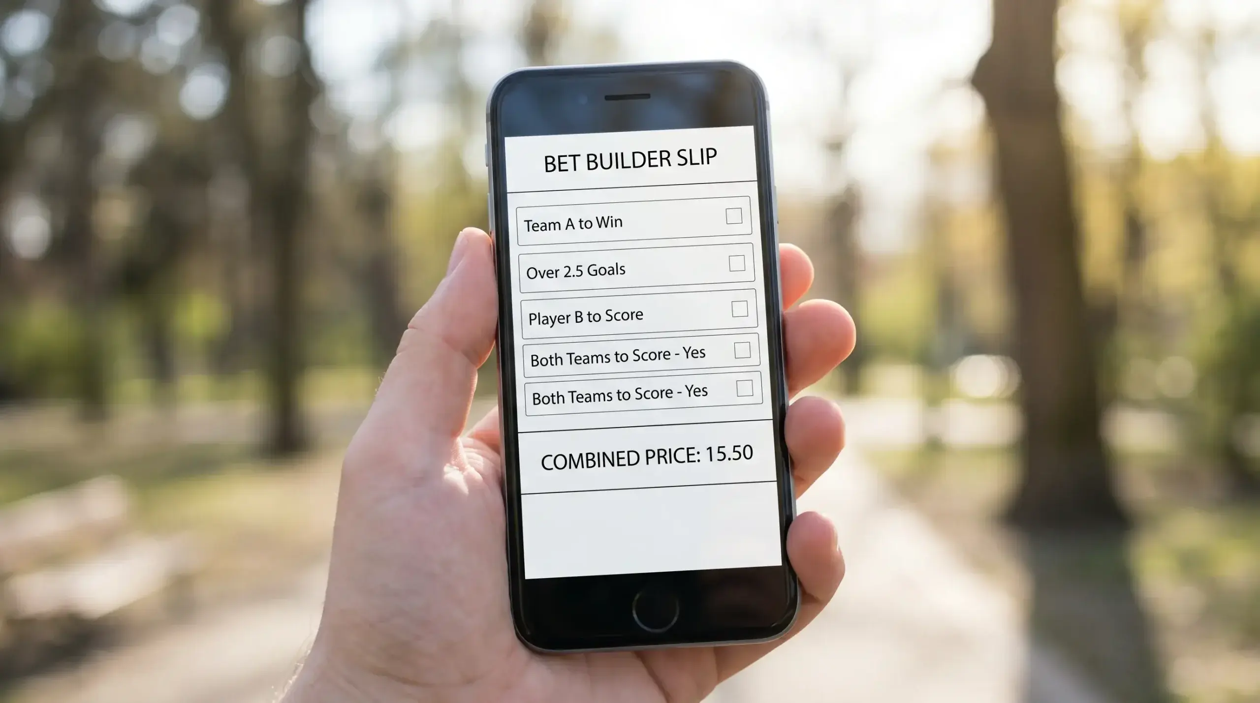 A custom rugby bet builder shown on a betting slip screen