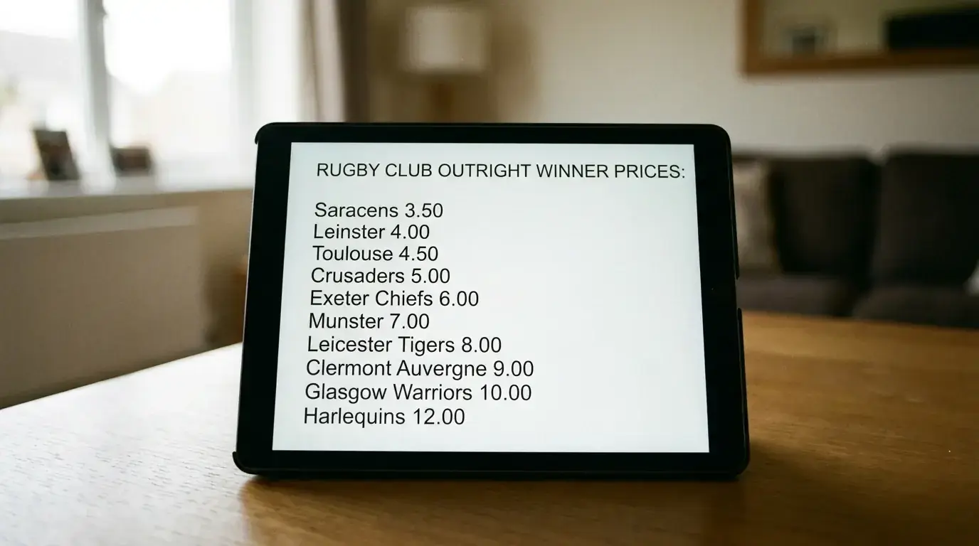Outright title race prices for the Premiership listed on a screen