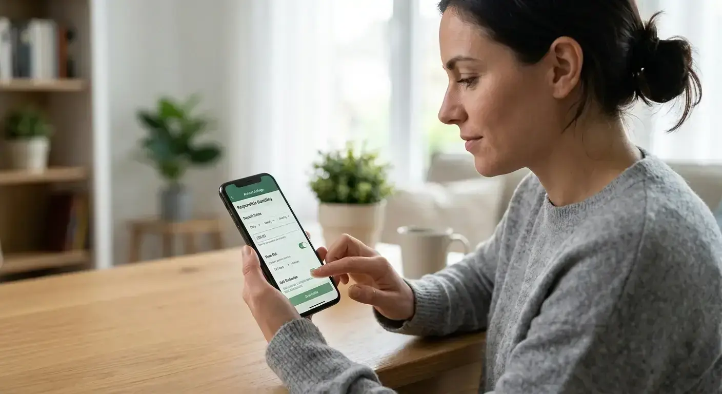 A bettor setting a deposit limit in the account settings of a licensed betting site