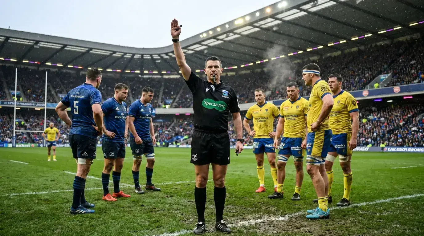 Referee signalling a decision that influences the scoring method