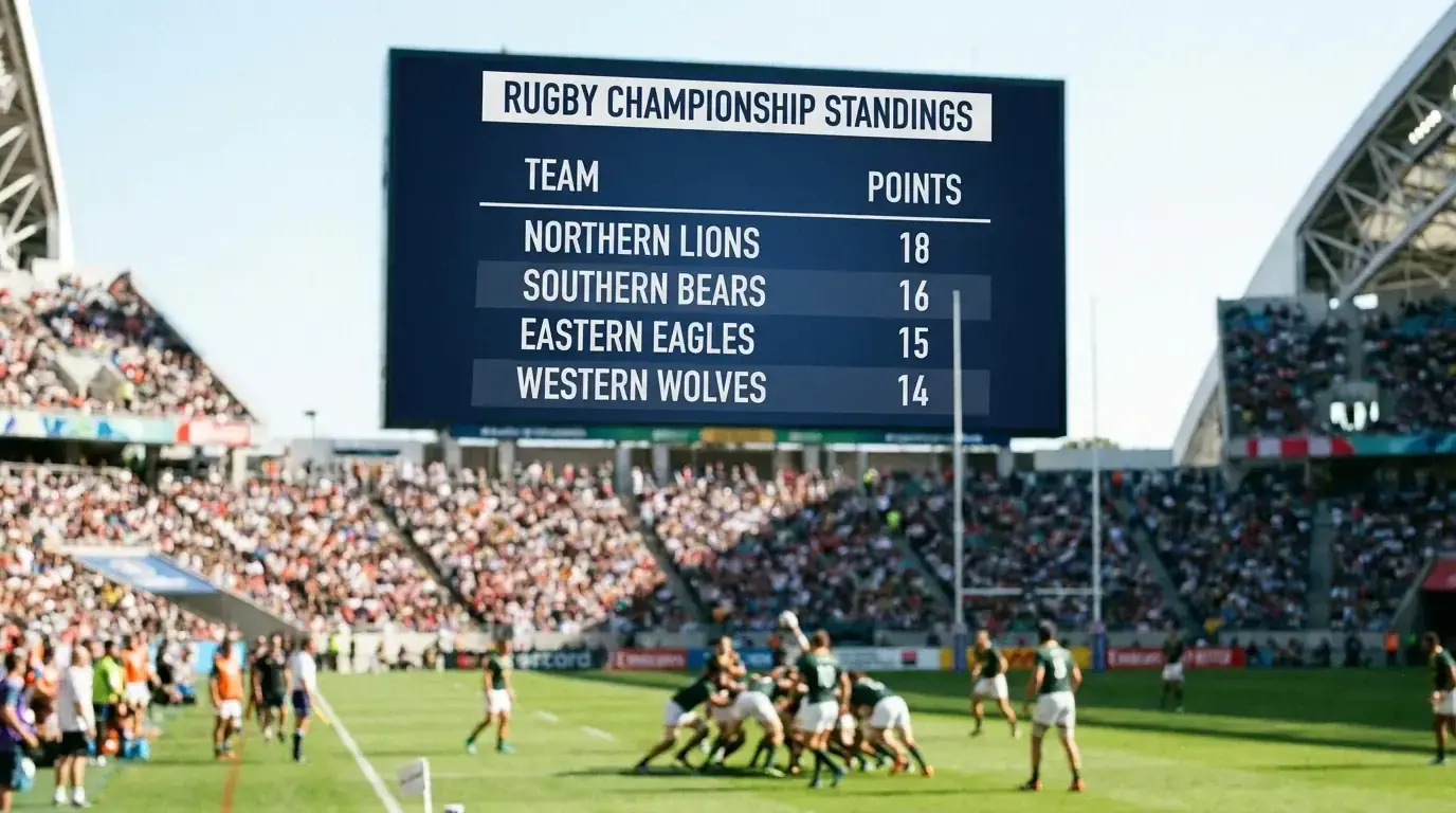 Six Nations championship standings displayed on a stadium screen during the tournament