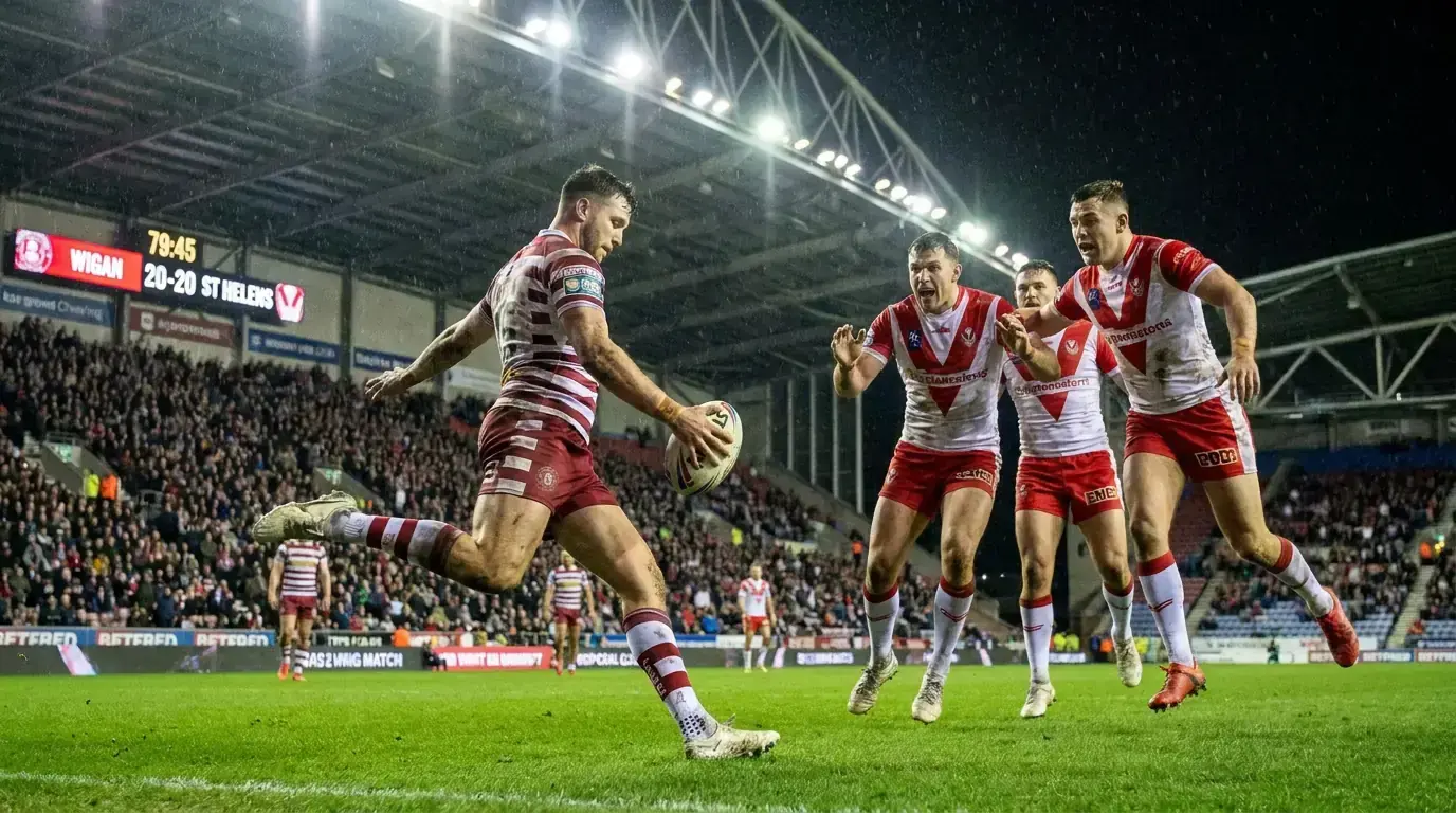 Rugby league kicker lining up a drop goal in golden point extra time