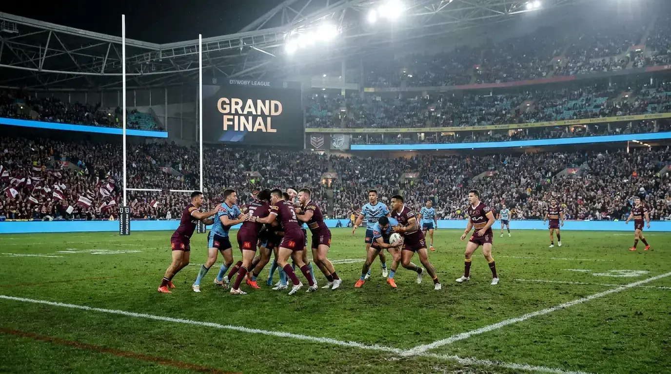 Super League Grand Final showpiece at a packed rugby league stadium