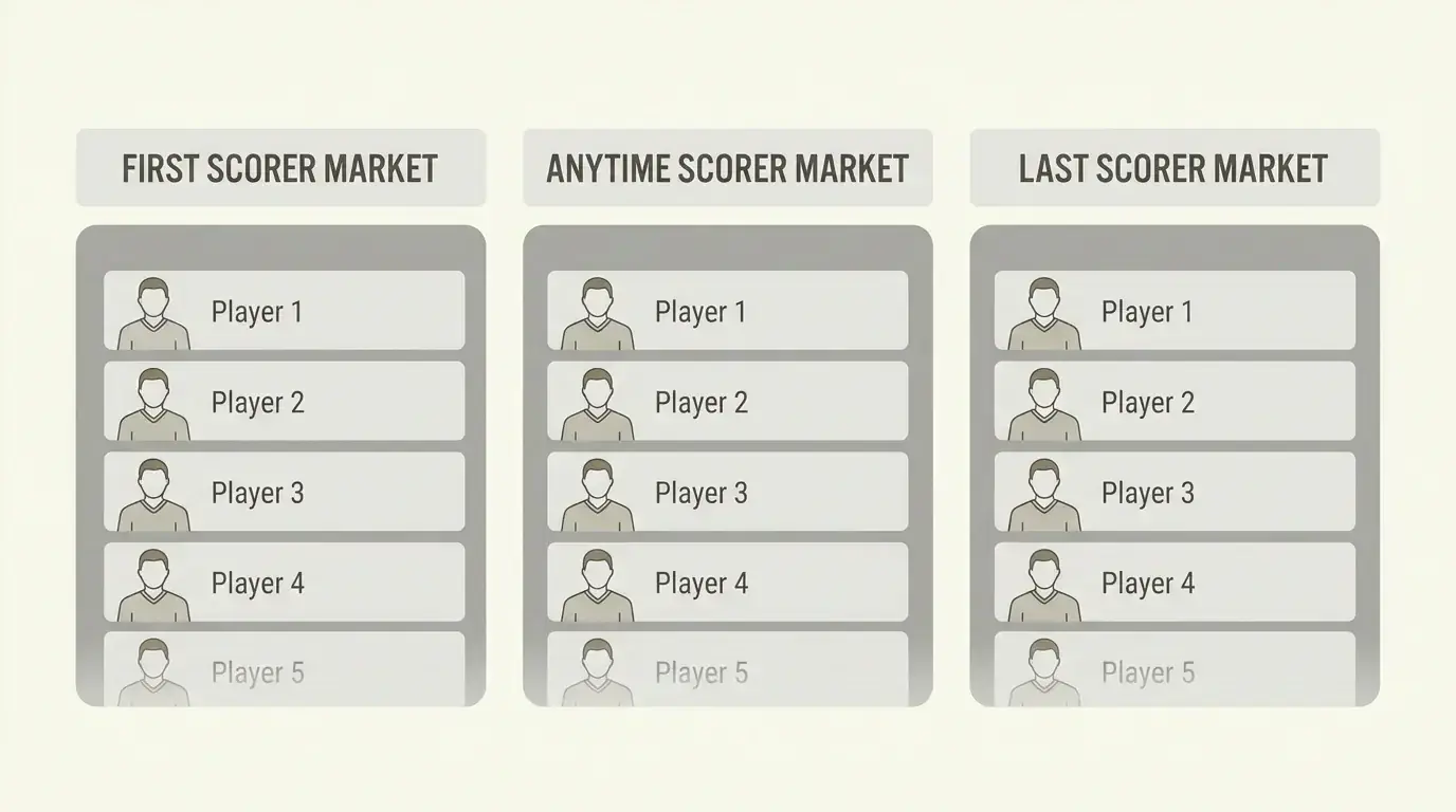 First, anytime and last try scorer markets compared in a simple layout