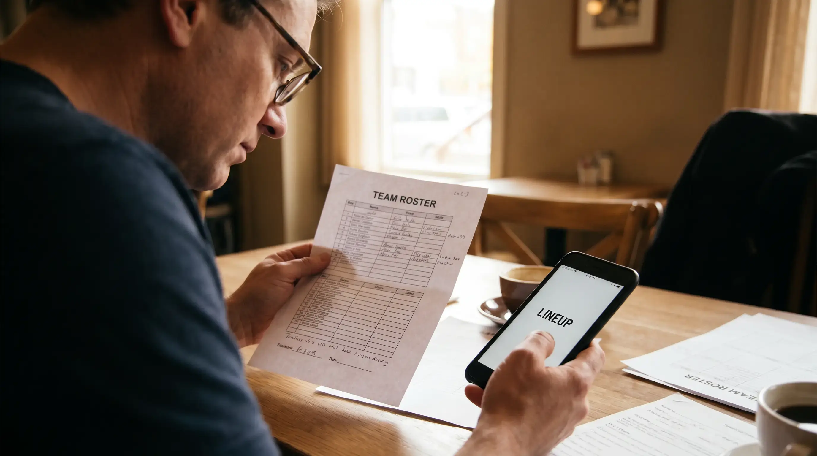 Punter checking the team sheet for late changes before a scorer bet