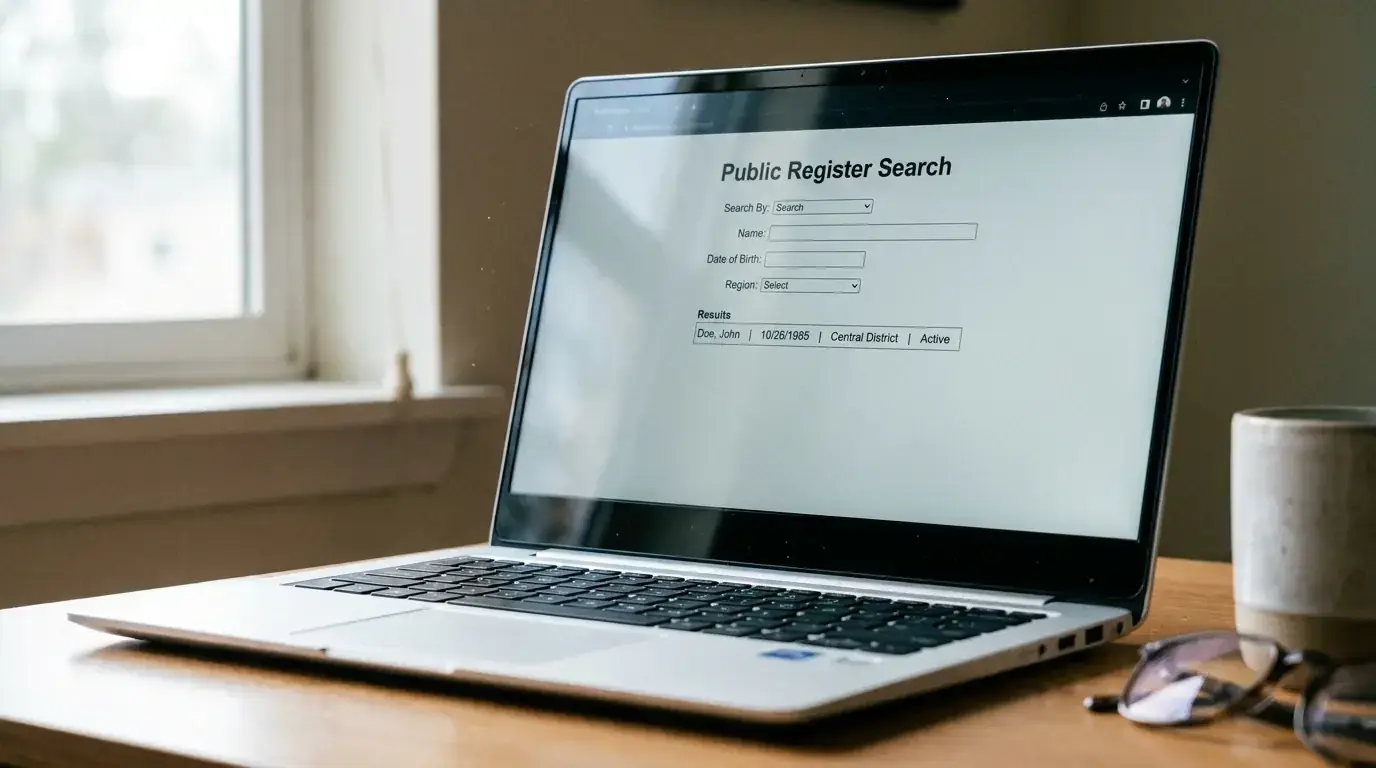 Checking an operator on the public gambling register